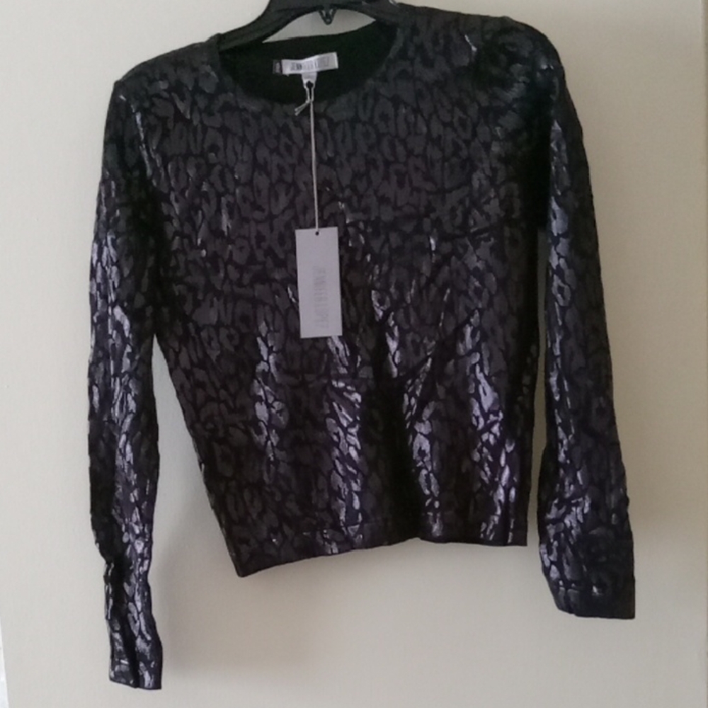 Metallic Black Leopard Sweater